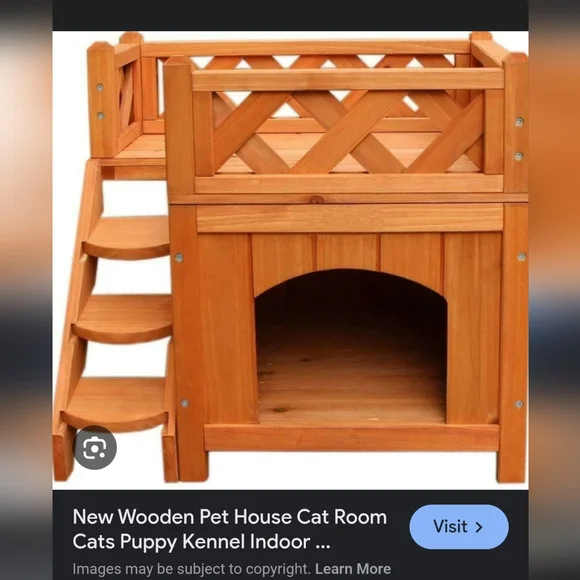 Wooden Pet Cat /PuppyHouse W/ Stairs - Picture 1 of 8